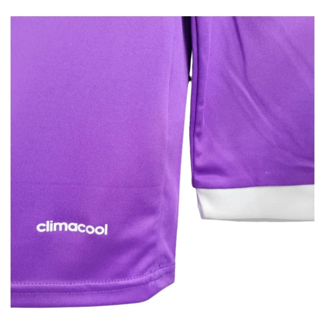 Camisa Retrô Real Madrid II 2017/2018 manga longa - Adidas Masculina - Roxa com detalhes em branca