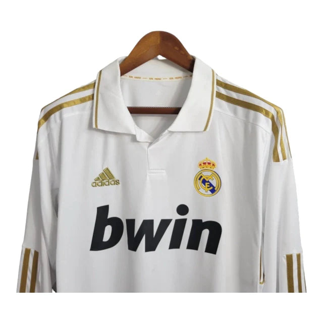Camisa Retrô Real Madrid I 2011/2012 manga longa - Adidas Masculina - Branca com detalhes em dourado