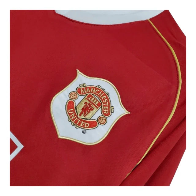 Camisa Retrô Manchester United I 2006/2007 manga longa - Nike Masculina - Vermelha com detalhes em amarelo e branco