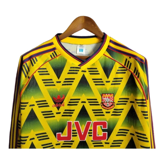 Camisa Retrô Arsenal II 1991/1993 manga longa - Masculina Adidas - Amarela com detalhes em verde e vermelho