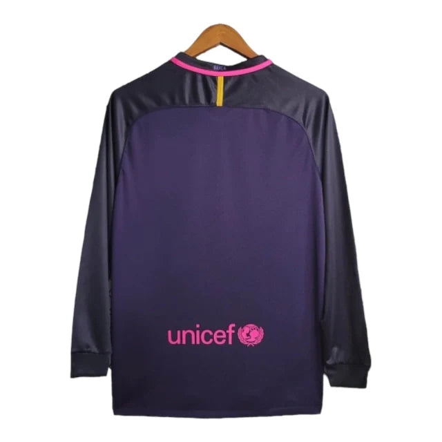 Camisa Retrô Barcelona 2016/2017 manga longa - Nike Masculina - Roxa com detalhes em rosa