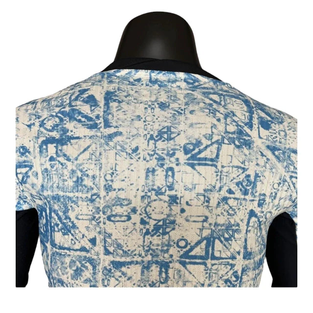Camisa Seleção de Portugal II 24/25 manga longa - Jogador Nike Masculina - Branca com detalhes em azul