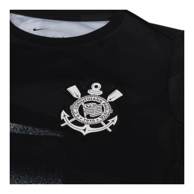 Camisa Corinthians Pré-jogo 25/26 - Torcedor Nike Feminina - Preta com detalhes em branco