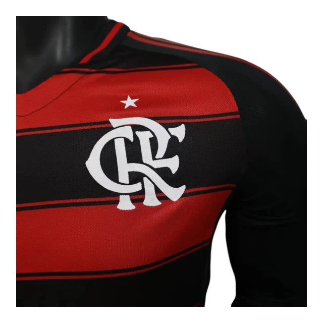 Camisa Flamengo I 25/26 manga longa - Jogador Adidas Masculina - Vermelha e preta