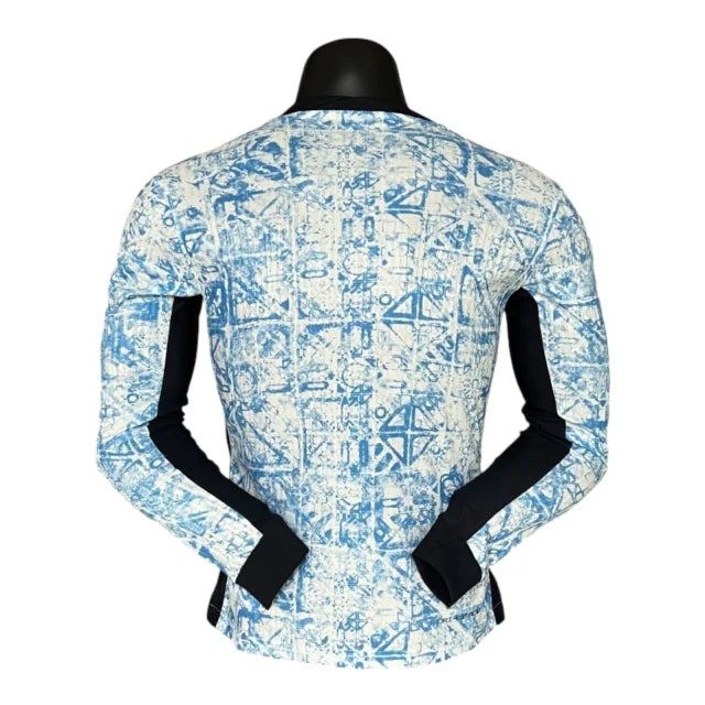 Camisa Seleção de Portugal II 24/25 manga longa - Jogador Nike Masculina - Branca com detalhes em azul