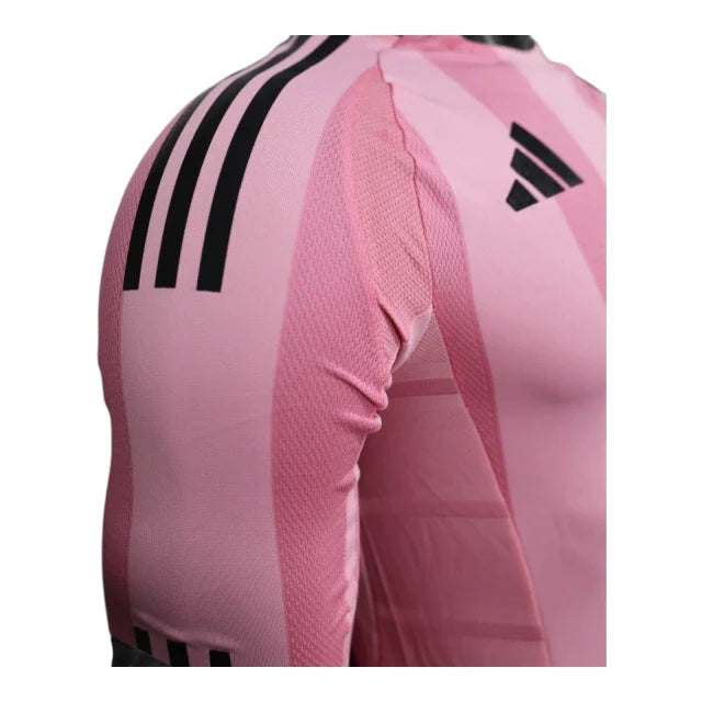 Camisa Inter Miami I 25/26 manga longa - Jogador Adidas Masculina - Rosa com detalhes em preto