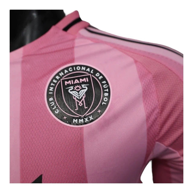 Camisa Inter Miami I 25/26 manga longa - Jogador Adidas Masculina - Rosa com detalhes em preto