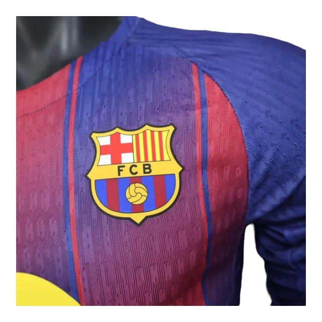 Camisa Barcelona I 25/26 manga longa - Jogador Nike Masculina - Azul e vermelha