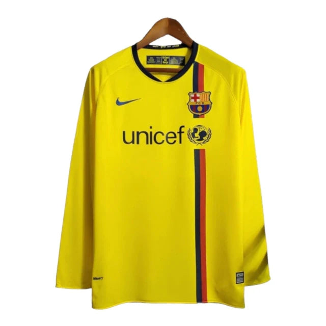 Camisa Retrô Barcelona II 08/09 manga longa - Masculina Nike - Amarela com detalhes em azul e vermelho