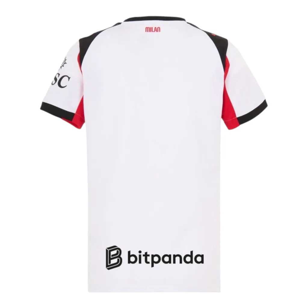 Camisa AC Milan II 25/26 - Torcedor Puma Feminina - Branca com detalhes em vermelho e preto