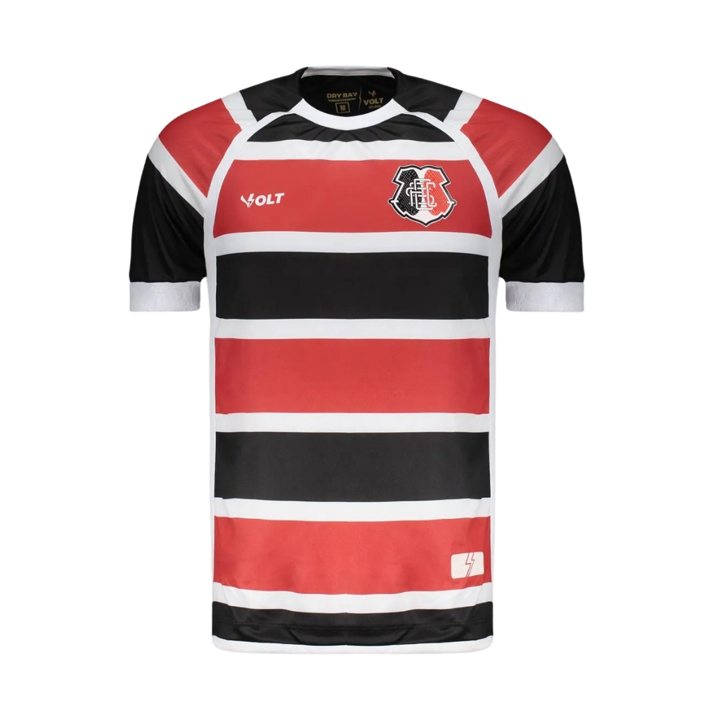 Camisa Santa Cruz I 25/26 -Torcedor Masculina - Listrado em Preto Vermelho e Branco