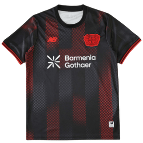 Camisa Bayer Leverkusen Home 2025/2026 New Balance Preta e Vermelha Torcedor Masculina
