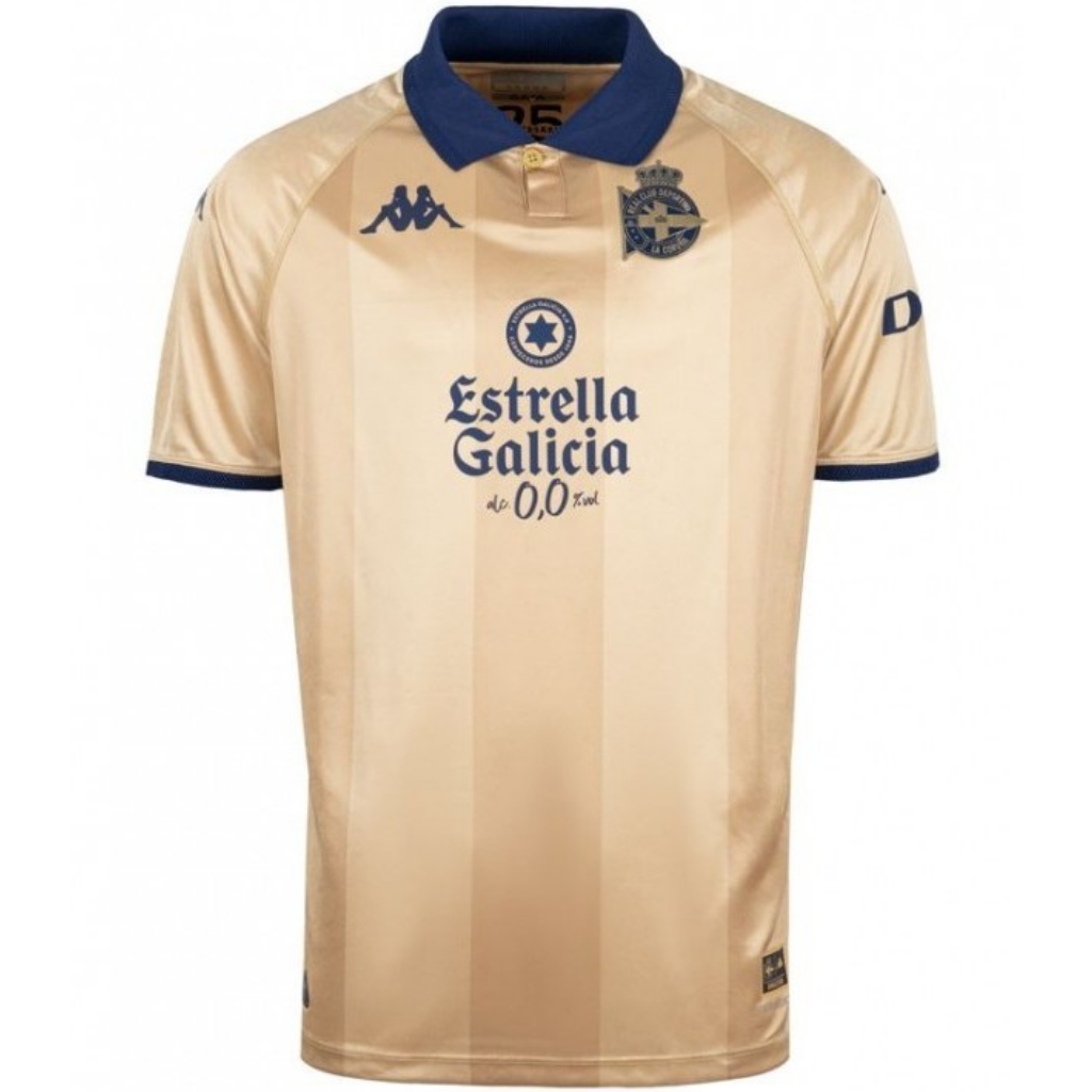 Camisa Deportivo La Coruna Fourth 2024/2025 Kappa Dourada e Azul Torcedor Masculina