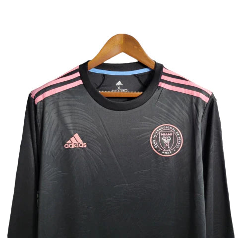 Camisa Inter Miami II 23/24 manga longa - Torcedor Adidas Masculina - Preta com detalhes em rosa