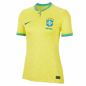 Camisa Seleção Brasileira I 2022 - Torcedor Nike Feminina - Amarela com detalhes em verde