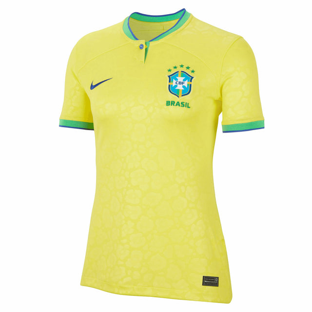 Camisa Seleção Brasileira I 2022 - Torcedor Nike Feminina - Amarela com detalhes em verde