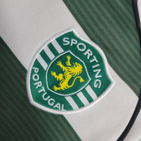 Camisa Retrô Sporting Lisboa I 2001/2003 manga longa - Reebok Masculina - Branca com detalhes em verde