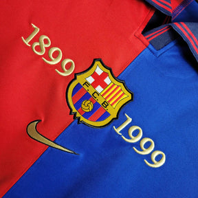 Camisa Retrô Edição Centenário Barcelona 98/99 manga longa - Masculina Nike - Azul e vermelha