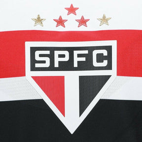 Camisa São Paulo I 25/26 - Torcedor New Balance Feminina - Branca com detalhes em vermelho e preto