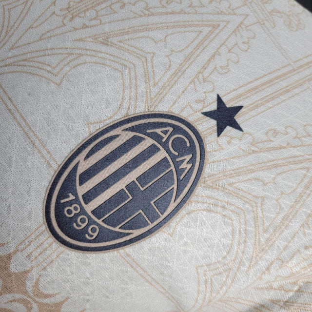 Camisa AC Milan Edição especial 24/25 manga longa - Jogador Puma Masculina - Bege com detalhes em preto