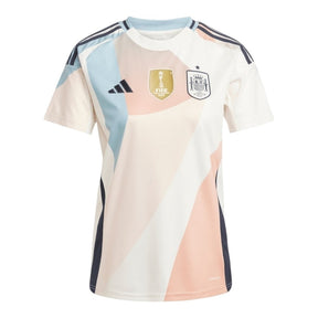 Camisa Seleção Espanha Eurocopa II 25/26 - Torcedor Adidas Feminina - Branca com detalhes em rosa e azul