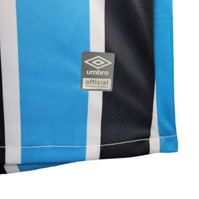 Camisa Grêmio I 23/24 - Torcedor Umbro Feminina - Azul com listras pretas e brancas