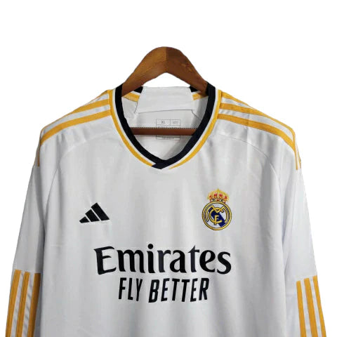 Camisa Real Madrid I 23/24 manga longa - Torcedor Adidas Masculina - Branca