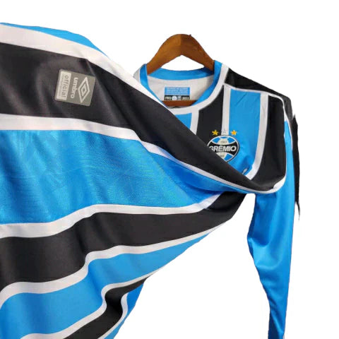 Camisa Grêmio I 23/24 manga longa - Torcedor Umbro Masculina - Azul e preta