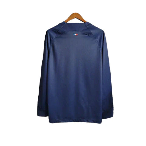 Camisa Paris Saint-Germain I 23/24 manga longa - Torcedor Nike Masculina - Azul com detalhes em vermelho