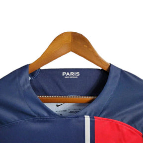 Camisa Paris Saint-Germain I 23/24 manga longa - Torcedor Nike Masculina - Azul com detalhes em vermelho