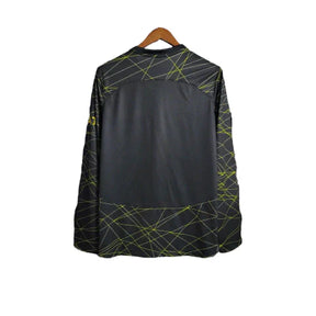 Camisa Paris Saint-Germain IV 23/24 manga longa - Torcedor Nike Masculina - Preta com detalhes em amarelo