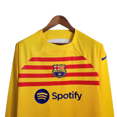 Camisa Barcelona IV 23/24 manga longa - Torcedor Nike Masculina - Amarela