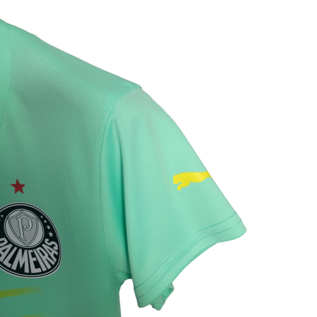 Camisa Palmeiras III 22/23 Feminina Puma - Verde-piscina com detalhes em amarelo