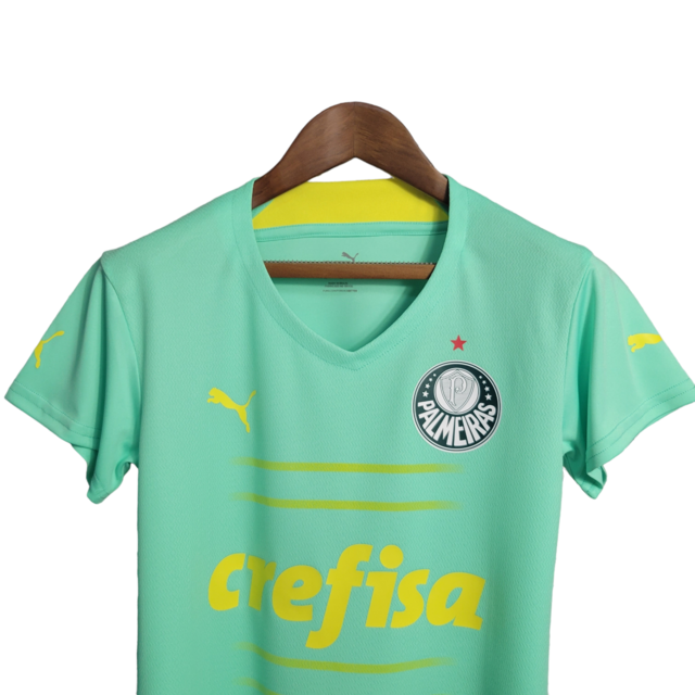 Camisa Palmeiras III 22/23 Feminina Puma - Verde-piscina com detalhes em amarelo