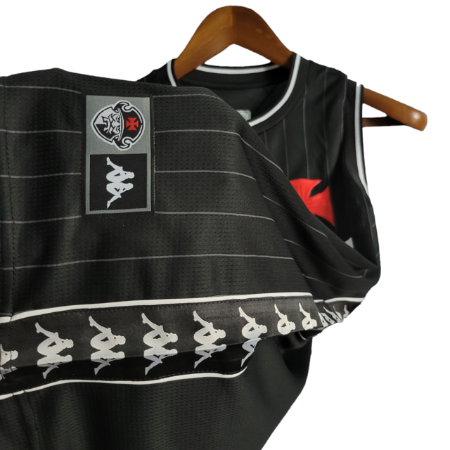 Camisa Regata Vasco da Gama preta moda urbana - Kappa Torcedor Masculino - Preta com detalhe em Branco e vermelho