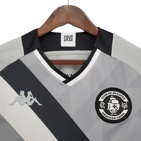 Camisa Vasco da Gama III 21/22 Kappa Torcedor Masculino - Cinza com faixas em preto e branco