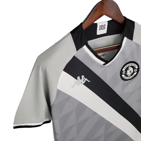 Camisa Vasco da Gama III 21/22 Kappa Torcedor Masculino - Cinza com faixas em preto e branco