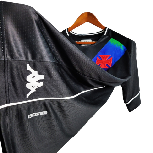 Camisa Vasco da Gama II Edição Especial LGBTQIAPN+ 21/22 Kappa Torcedor Masculina - Preta com detalhes na faixa nas cores de um Arco-íris