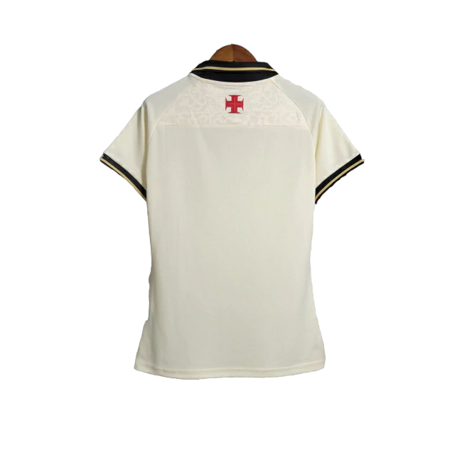 Camisa Vasco da Gama III 22/23 - Torcedor Kappa Feminina - Branca com detalhes em preto e dourado