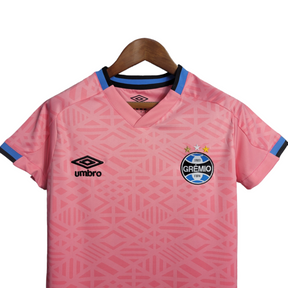 Camisa Grêmio Edição especial 22/23 - Torcedor Umbro Feminina - Rosa com detalhes em azul e preto