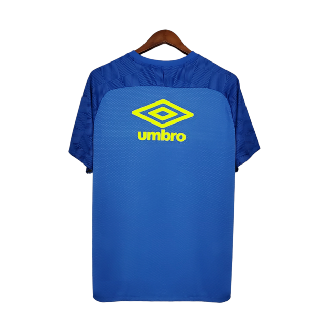 Camisa Grêmio Treino 21/22 - Torcedor Umbro Masculina - Azul com detalhes em amarelo e branco