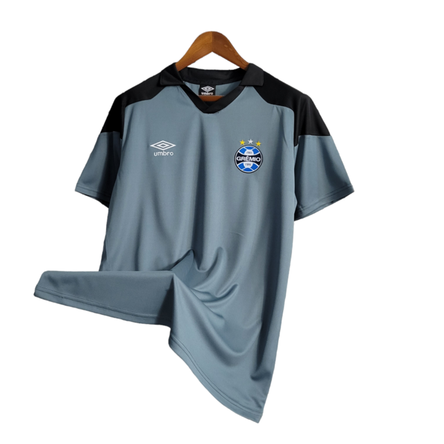 Camisa Grêmio Treino 23/24 - Torcedor Umbro Masculina - Cinza com detalhes em preto