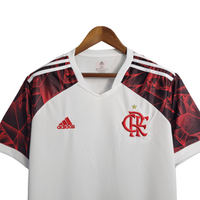 Camisa Flamengo II 21-22 Torcedor Masculina - Branca com detalhes na manga em vermelho e preto