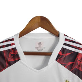 Camisa Flamengo II 21-22 Torcedor Masculina - Branca com detalhes na manga em vermelho e preto