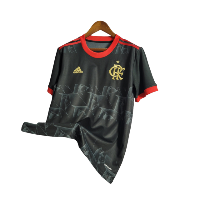 Camisa Flamengo III Edição Especial 21/22 Torcedor Masculina - Preta com detalhes em vermelho e dourado
