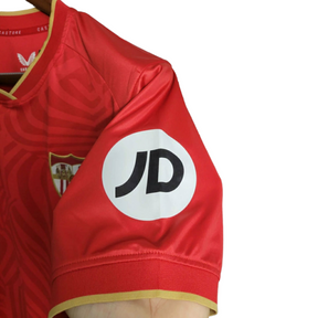 Camisa Sevilla II 23/24 - Torcedor Castore Masculina - Vermelha com ondulações cinza e dourado