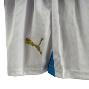 Kit Infantil Olympique Marseille I 23/24 Puma - Branco com detalhes em azul e dourado