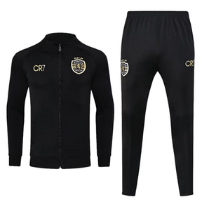 Conjunto Sporting Lisboa 23/24 Masculino CR7 - Preto com detalhes em dourado e branco