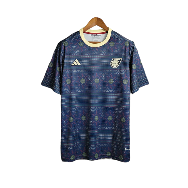 Camisa Seleção Jamaica Treino 23/24 - Torcedor Adidas Masculina - Azul com detalhes em dourado