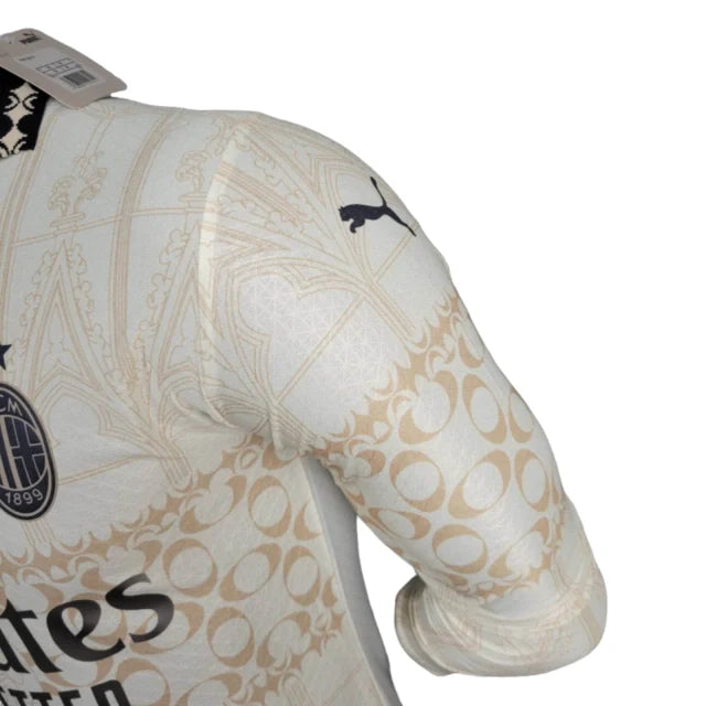 Camisa AC Milan Edição especial 24/25 manga longa - Jogador Puma Masculina - Bege com detalhes em preto